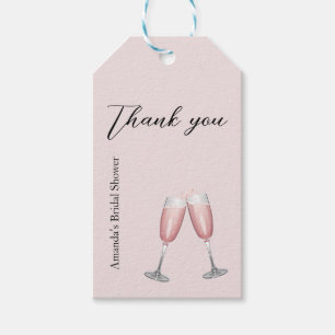 Pink Champagne Bridal Shower Favour  Gift Tags