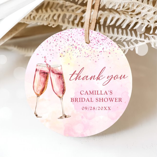 Pink Champagne Bridal Shower Favour Tags (Creator Uploaded)