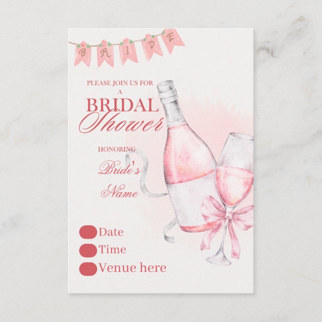 Pink Champagne Bridal Shower Invitation (Front)