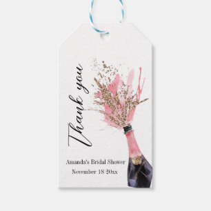 Pink Champagne Bridal Shower Morden Favour Gift Tags
