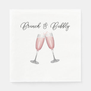 Pink Champagne Bridal Shower Paper Napkin
