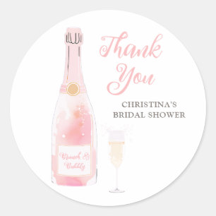 Pink Champagne Bridal Shower Thank You Classic Round Sticker