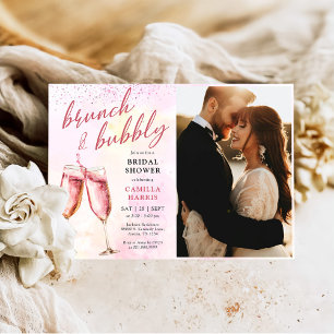 Pink Champagne Brunch And Bubbly Bridal Shower Invitation