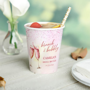 Pink Champagne Brunch And Bubbly Bridal Shower Paper Cups