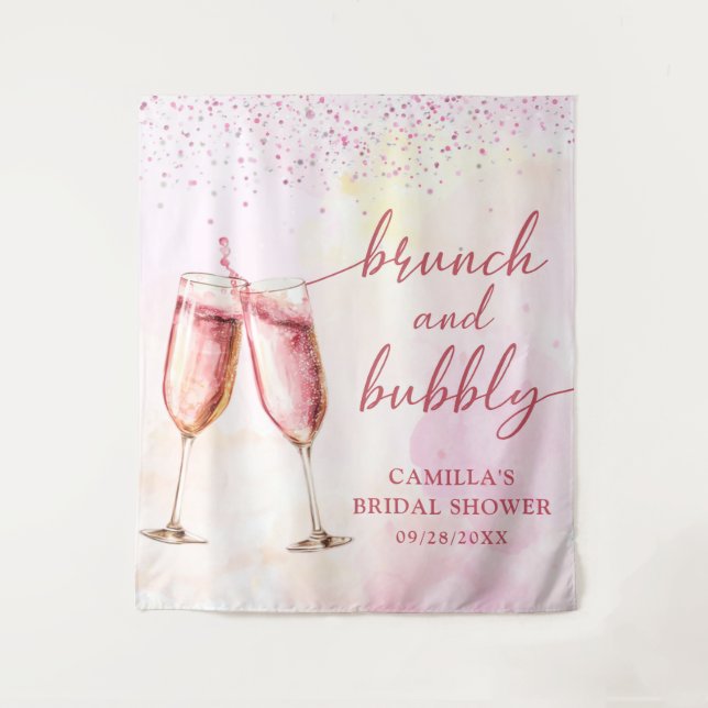 Pink Champagne Brunch And Bubbly Bridal Shower Tapestry (Front)