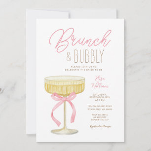 Pink Champagne Brunch & Bubbly Bridal Shower Invitation
