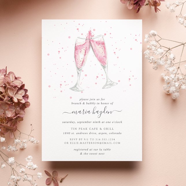 Pink Champagne | Brunch & Bubbly Shower Invitation (Creator Uploaded)