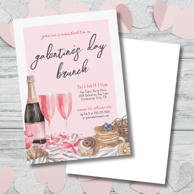Pink Champagne Brunch Galentine's Day Invitation (Pink Champagne Brunch Galentine's Day Invitation)