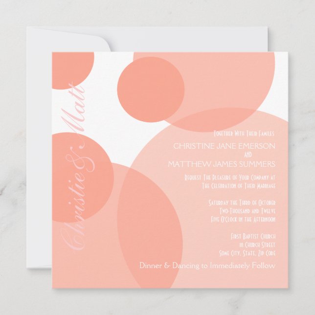 Pink Champagne Bubbles Modern Wedding Invitations (Front)