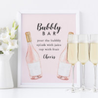 Pink Champagne Bubbly Bar Sign