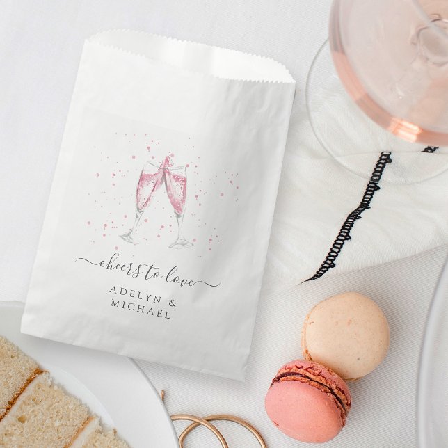 Pink Champagne "Cheers to Love" Personalised Favour Bags (Creator Uploaded)