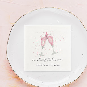 Pink Champagne "Cheers to Love" Personalised Napkin