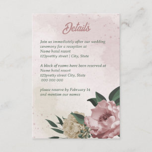 pink champagne flowers wedding enclosure card