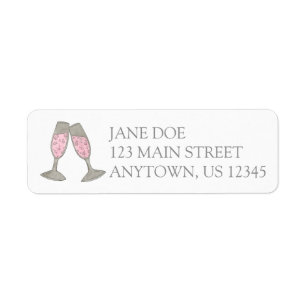 Pink Champagne Glass Personalised Address Label