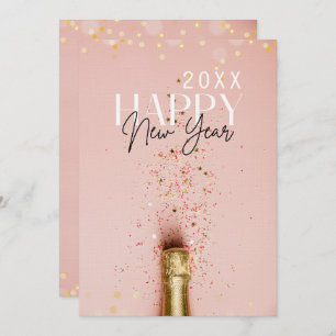 Pink Champagne Happy New Year Party Invitation