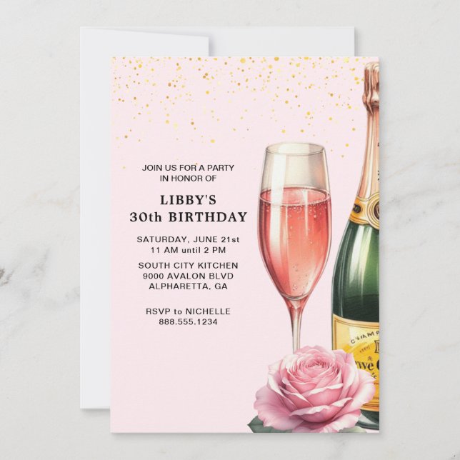 Pink Champagne Mimosa Party Invitation (Front)