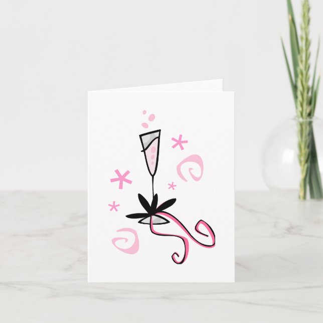 Pink Champagne Notecard (Front)