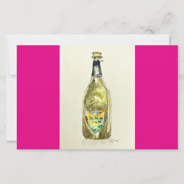 Pink Champagne Notecard Stationery (Front)