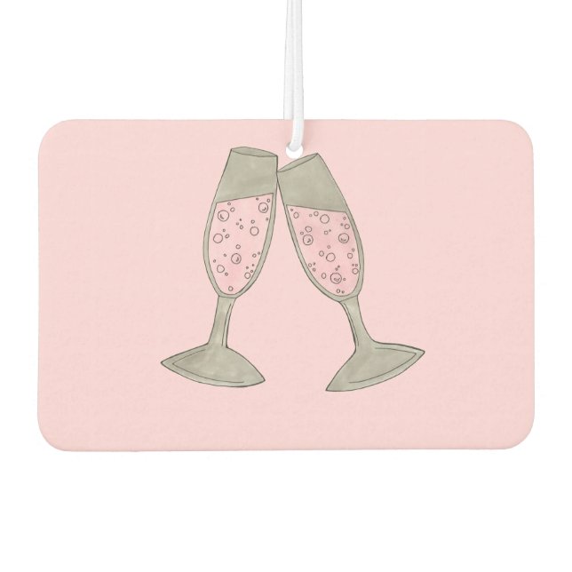 Pink Champagne Personalised Wedding Bridal Shower Car Air Freshener (Front)