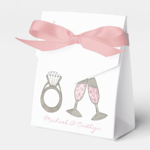 Pink Champagne Personalised Wedding Diamond Ring Favour Box