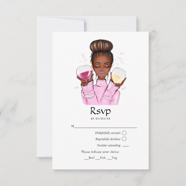 Pink Champagne RSVP Card (Front)