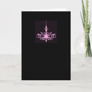 Pink Chandelier on Black Card
