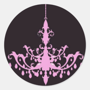 Pink Chandelier on Black Sticker