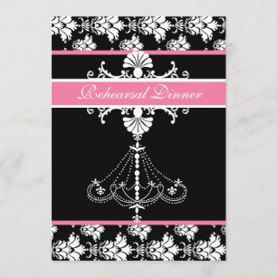 Pink Chandelier Rehearsal Dinner Card