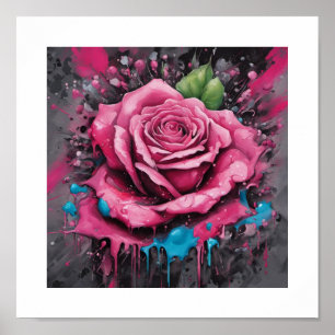 Pink Chaos Rose Poster