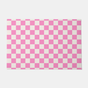 Pink Check, Chequerboard Pattern, Chequered Doormat