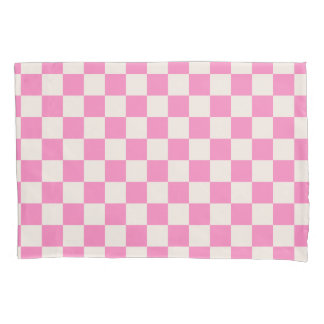 Pink Check, Chequerboard Pattern, Chequered Pillowcase