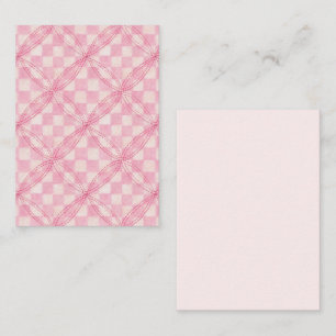 PINK CHECK QUILT 3.5x2.5 Flat Card II / Vertical