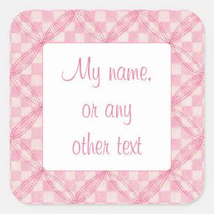 PINK CHECK QUILT 3" Square Matte Stickers