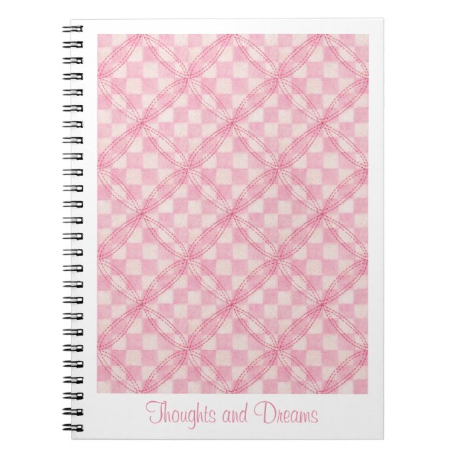 PINK CHECK QUILT 6.5x8.75 Notebook + Text  (Front)