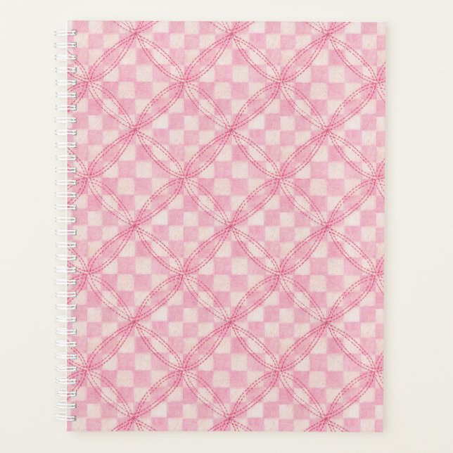 PINK CHECK QUILT 8.5x11 Planner Calendar (Front)