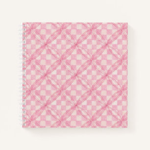 PINK CHECK QUILT 8.5x8.5 Spiral Notebook