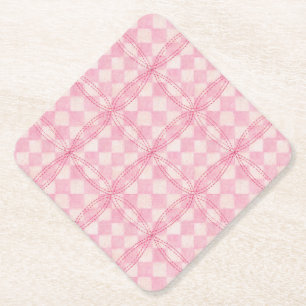 PINK CHECK QUILT Diamond Paper Coasters