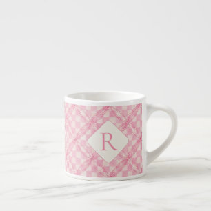PINK CHECK QUILT Espresso Cup + Initial