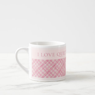 PINK CHECK QUILT Espresso Cup + Text / Blush