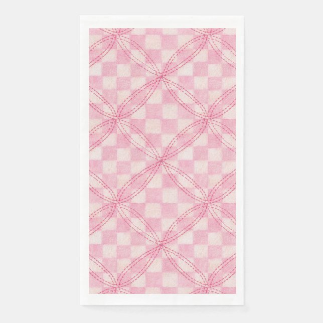 PINK CHECK QUILT Guest Towel Paper Napkins (Front)