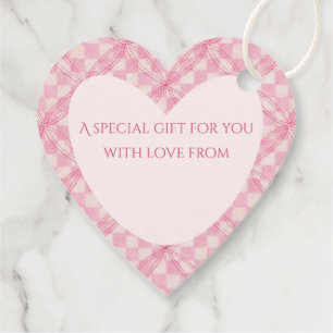PINK CHECK QUILT Heart Gift Tags / Blush