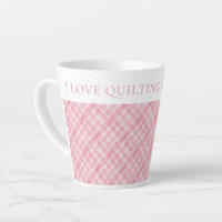 PINK CHECK QUILT Latte Mug + Text 