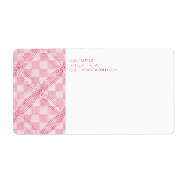 PINK CHECK QUILT Shipping Address Labels (Front)