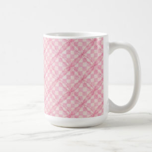PINK CHECK QUILT Tall White Mug