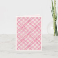 PINK CHECK QUILT Thank You Note Card / Blush
