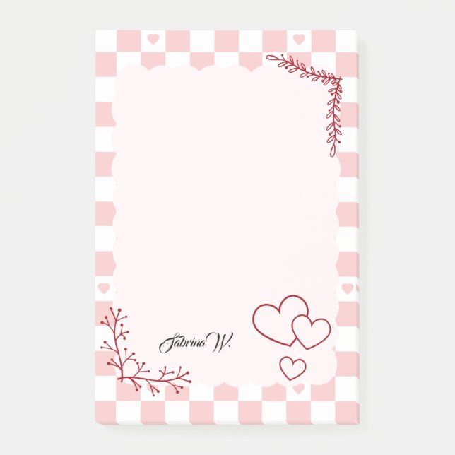 Pink Checkered Pattern Background Notes (Front)