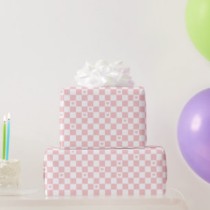 Pink Checkered Pattern Background Wrapping Paper