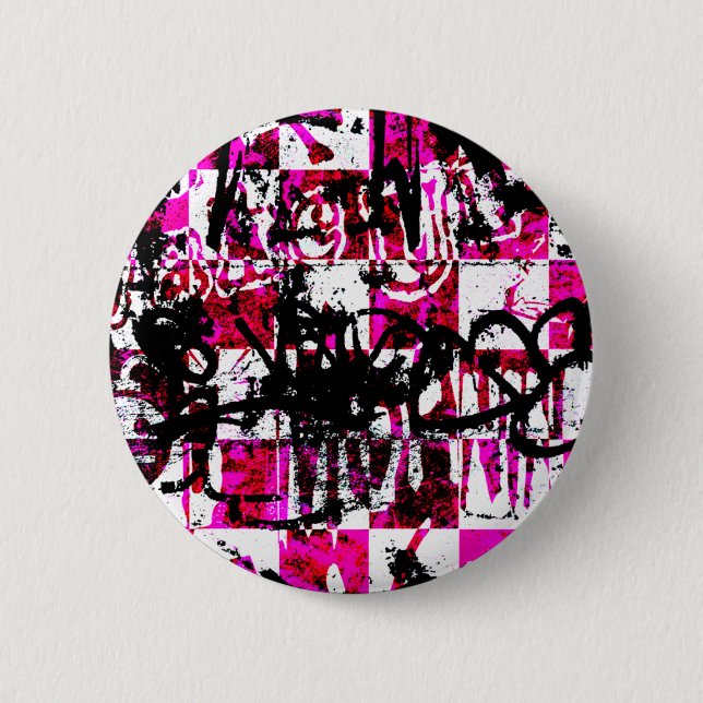 Pink Checkers 6 Cm Round Badge (Front)