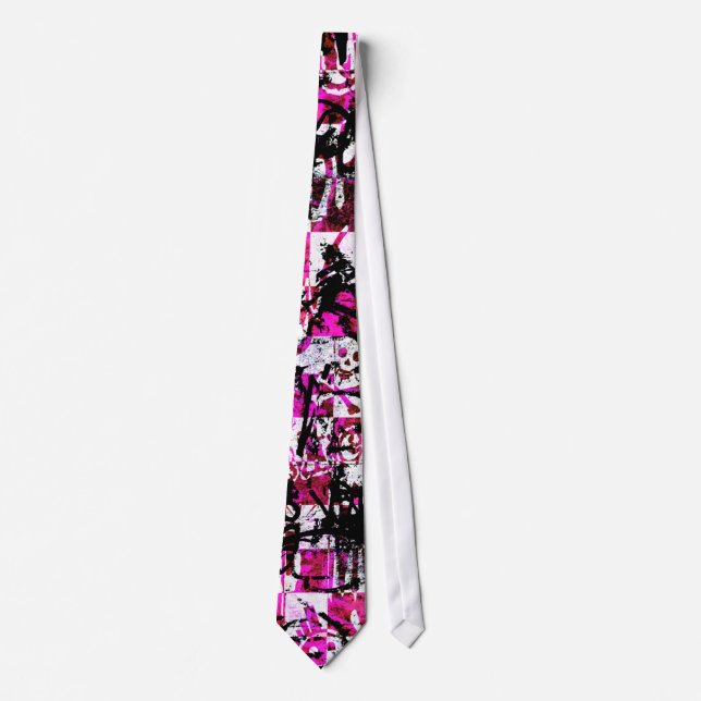 Pink Checkers Graffiti Tie (Front)