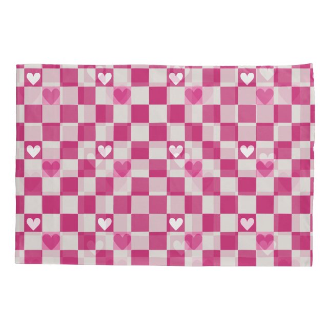 Pink Checkers & Hearts Pillowcase (Back)